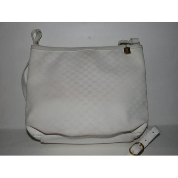Gucci Vintage White Small G Logo Print Satchel Coated Canvas and Leather - Picture 2 of 12